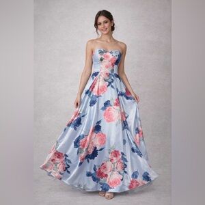 Speechless Strapless Floral Prom‎ Dress Size 3 With Pockets